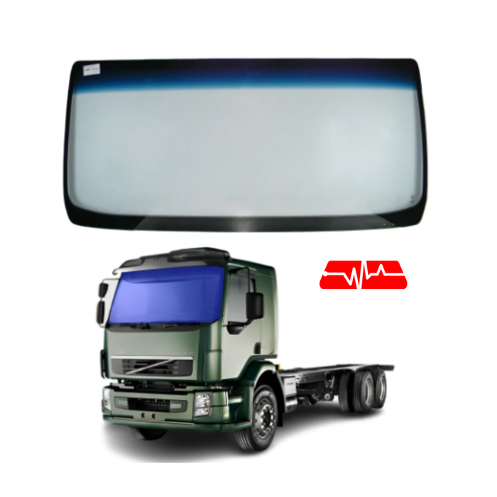 VIDRO PARABRISA VOLVO VM 2003 em diante CAMINHÃO VERDE FAIXA AZUL (SERIGRAFIA)