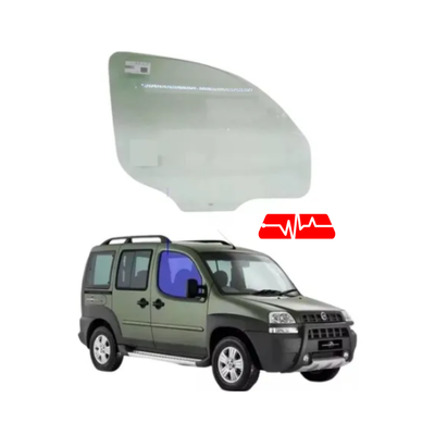 VIDRO PORTA FIAT DOBLO DIANTEIRO 2002/2021 5 PORTAS VERDE ESQUERDO (2 FUROS)