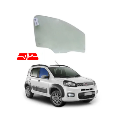 VIDRO PORTA FIAT UNO NOVO DIANTEIRO 2011/2021 5 PORTAS VERDE DIREITO (1 FURO)